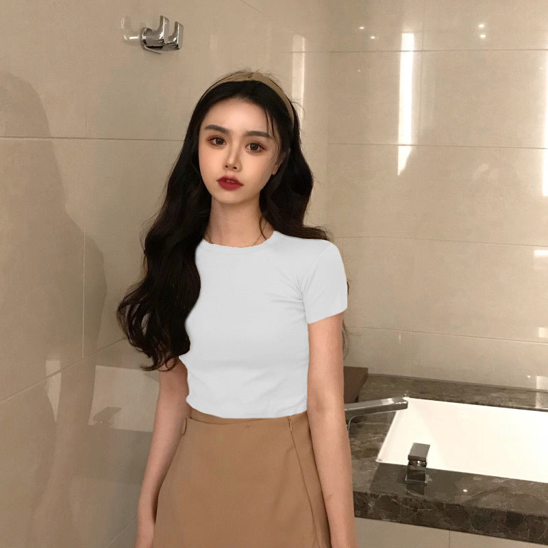 Solid color short sleeve T-shirt