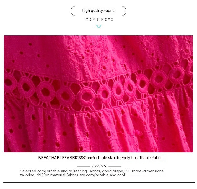 Real Shot Ruffled Stitching Heavy Industry Sling Dress Vacation