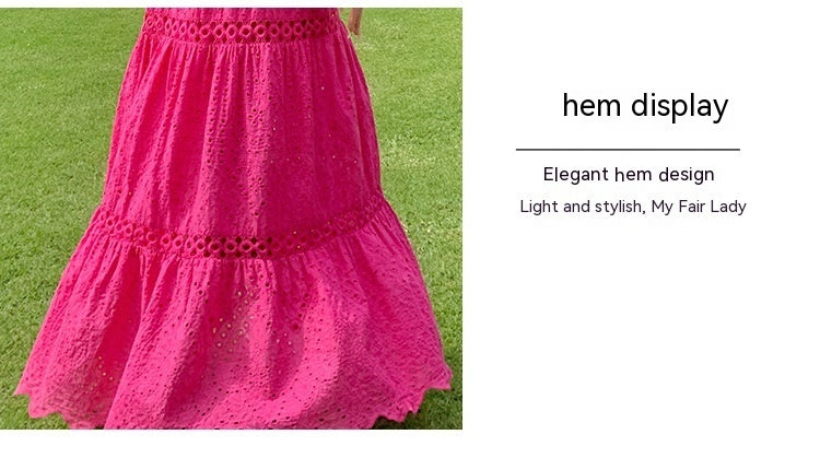 Real Shot Ruffled Stitching Heavy Industry Sling Dress Vacation