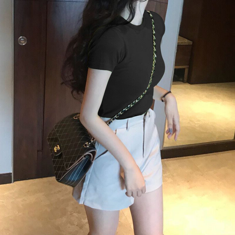 Solid color short sleeve T-shirt