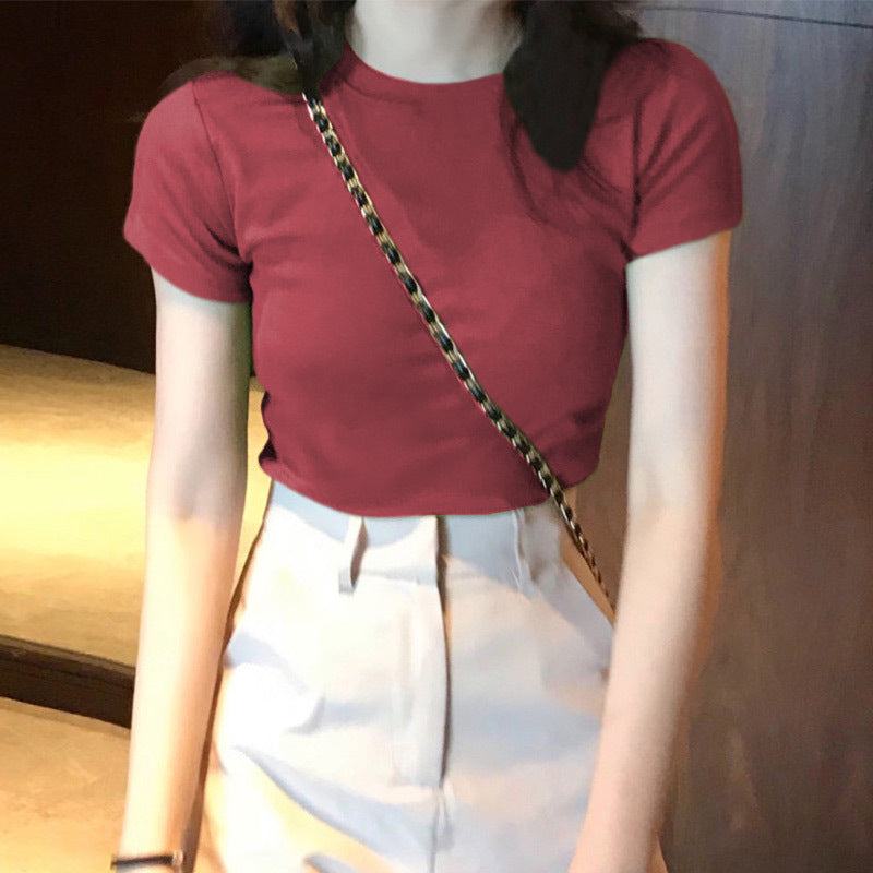 Solid color short sleeve T-shirt