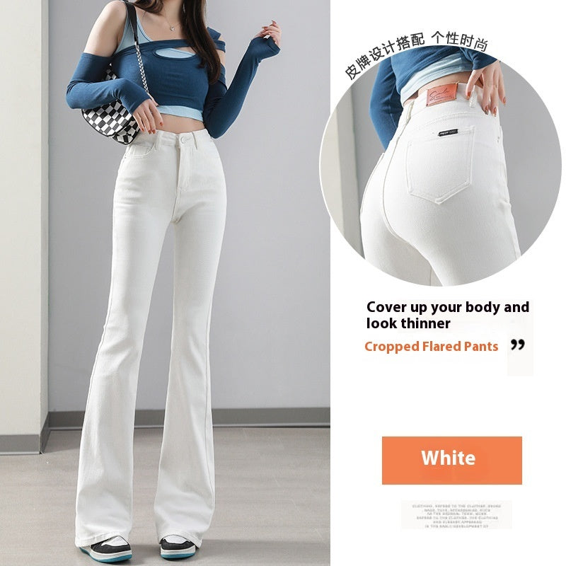 Weila Fleece Padded Jeans Female High Waist Flared Pants