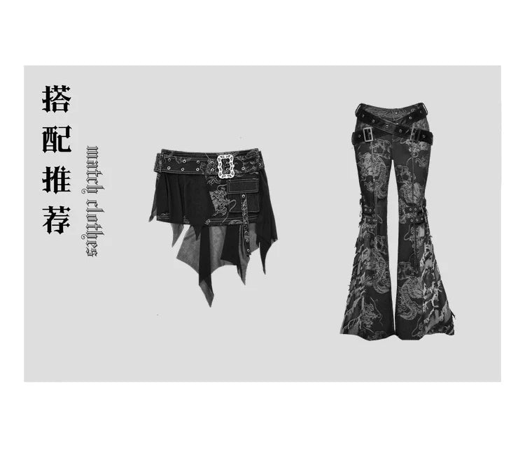 Women's Spaghetti Strap Dragon Rivet Metal Chain Decor Crop Top