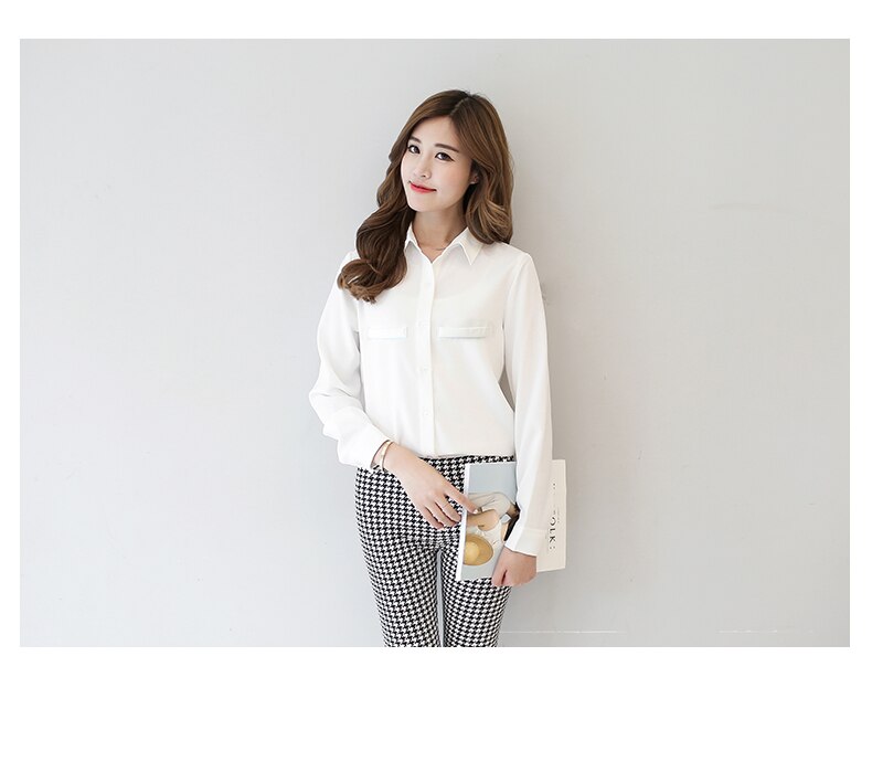 Plus Size Ladies Blouses Casual Women's Long Sleeved Solid Shirt