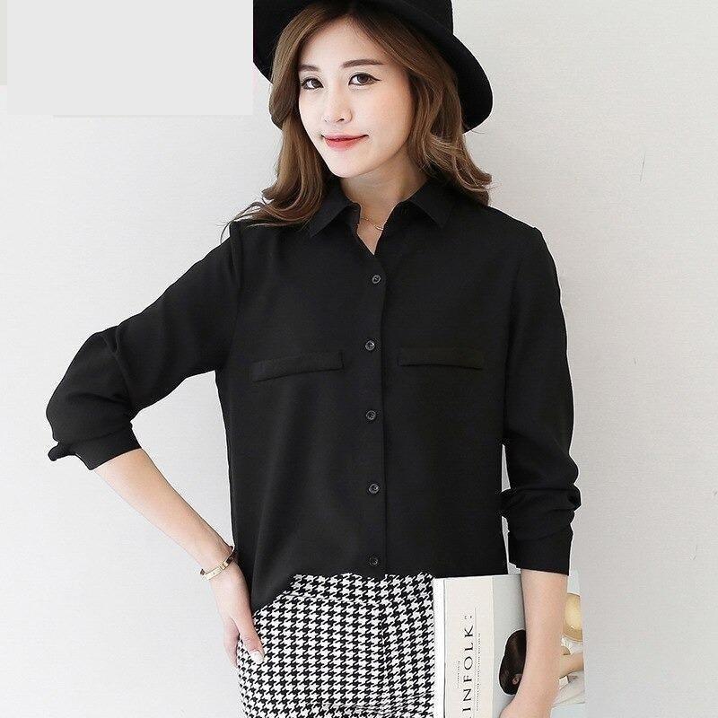 Plus Size Ladies Blouses Casual Women's Long Sleeved Solid Shirt