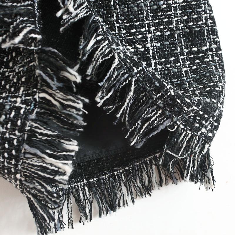 Winter Autumn Woollen Plaid Straight Mini Skirt in Vintage Style for Women