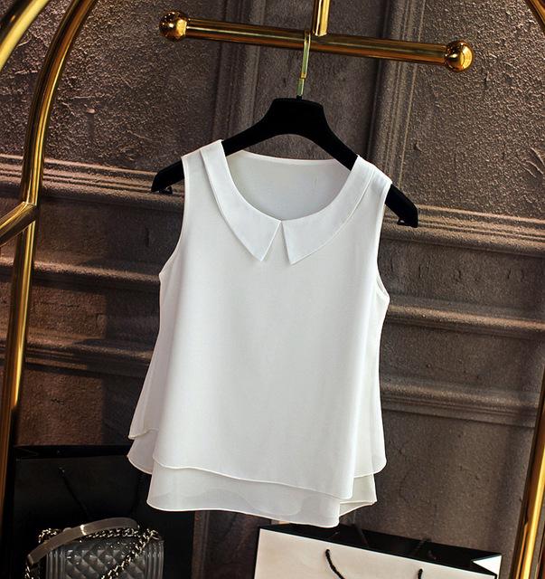 Women's Plus Size S-4XL Loose Sleeveless Chiffon Shirts for Summer Casual