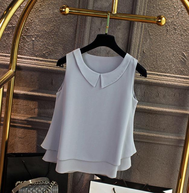 Women's Plus Size S-4XL Loose Sleeveless Chiffon Shirts for Summer Casual