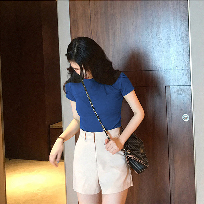 Solid color short sleeve T-shirt