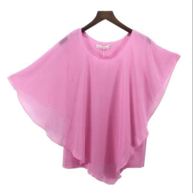 16 Colors Plus Size S- 5XL 6XL Ladies Chiffon Batwing Sleeve Blouse Tops