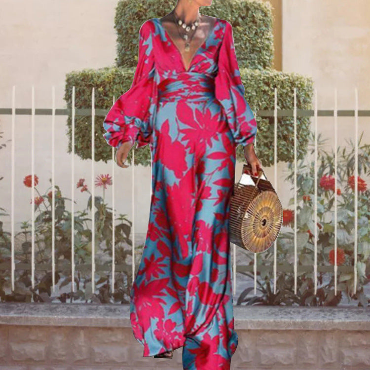 Temperament V-Neck Ladies Swing Waist Dress
