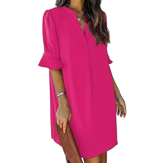Women's Summer Short-sleeved Chiffon Shirt Casual Top