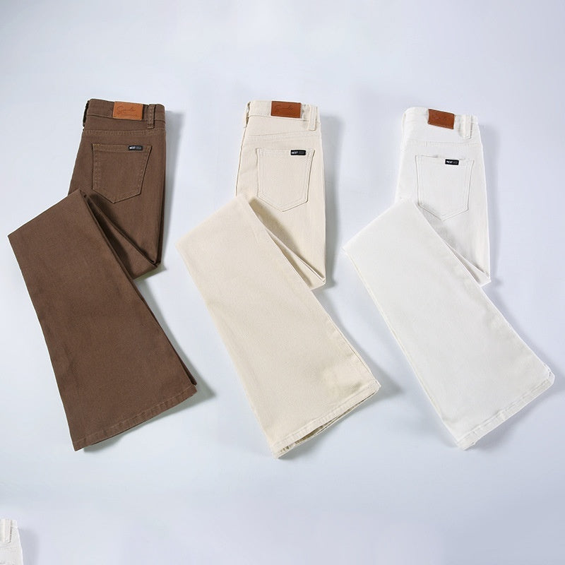 Weila Fleece Padded Jeans Female High Waist Flared Pants
