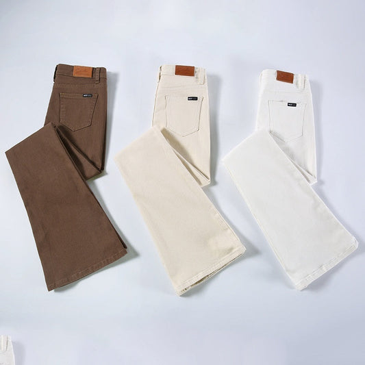 Weila Fleece Padded Jeans Female High Waist Flared Pants