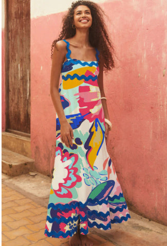 Small Floral Wave Suspender Skirt