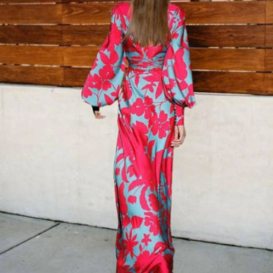 Temperament V-Neck Ladies Swing Waist Dress
