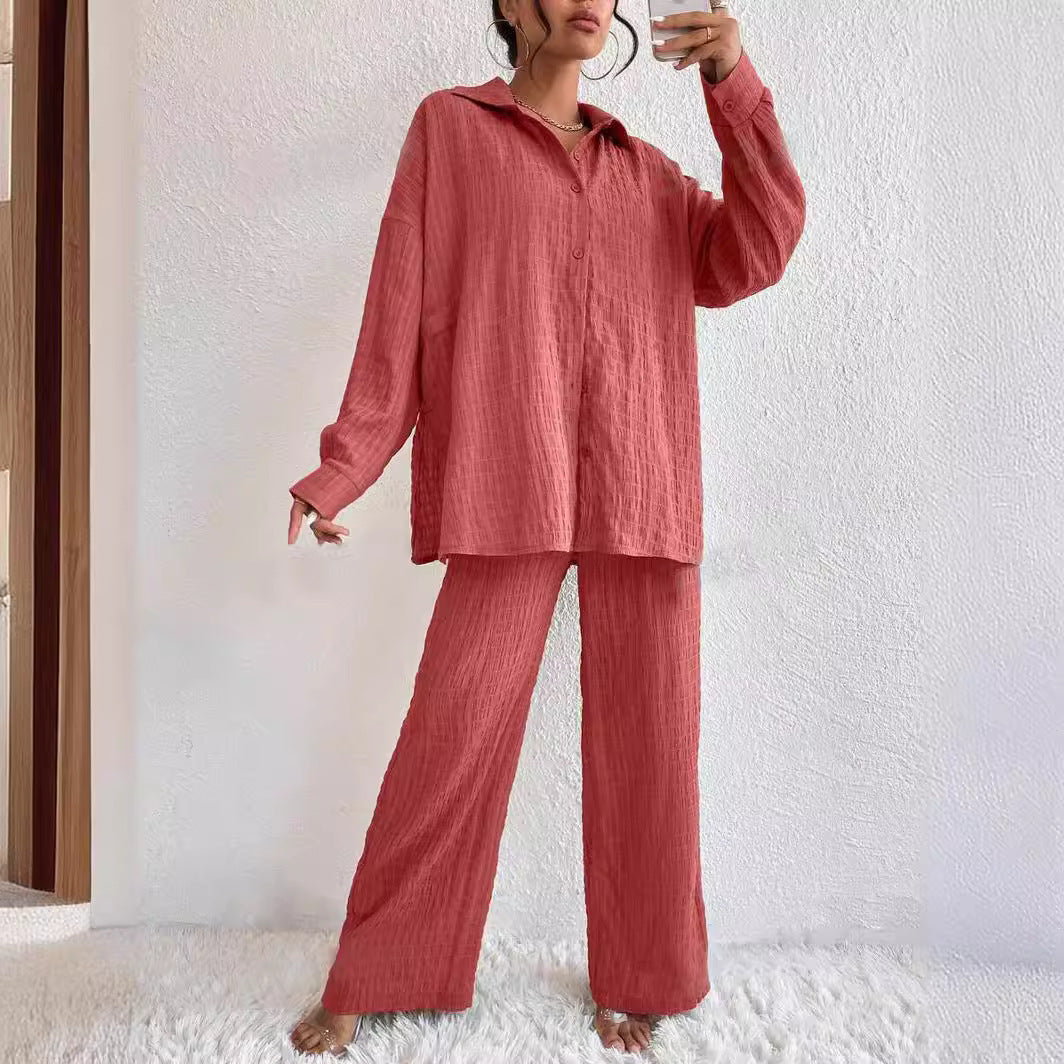 Fashion Casual European And American Style Pleated Trousers Long Sleeve Lapel Elegant Suit Women