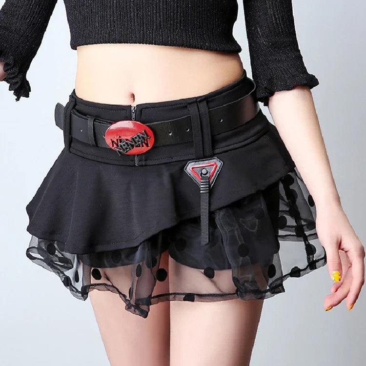 Women's Punk Gothic Style Low Waist Solid Pattern Denim Mini Skirt