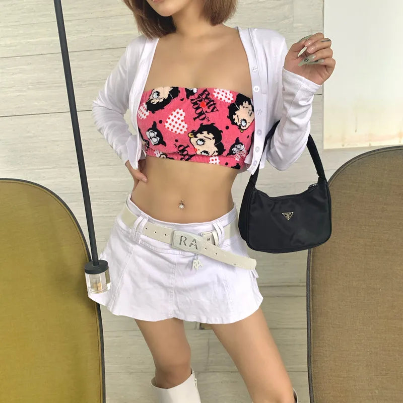 Women's Punk Gothic Style Low Waist Solid Pattern Denim Mini Skirt