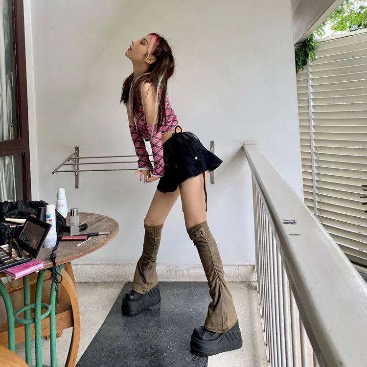 Women's Punk Gothic Style Low Waist Solid Pattern Denim Mini Skirt