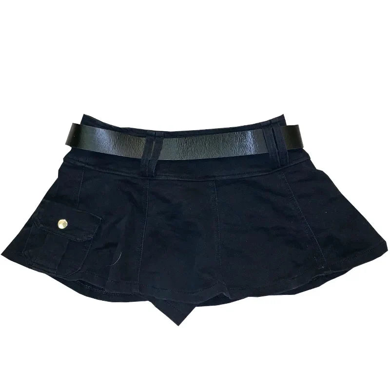Women's Punk Gothic Style Low Waist Solid Pattern Denim Mini Skirt