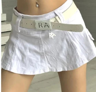 Women's Punk Gothic Style Low Waist Solid Pattern Denim Mini Skirt