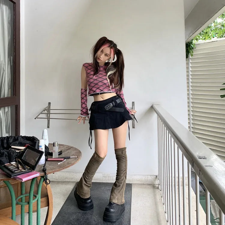 Women's Punk Gothic Style Low Waist Solid Pattern Denim Mini Skirt