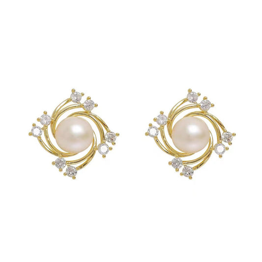 Sweet Flowers Stud Earrings Female High Sense Cute Wild