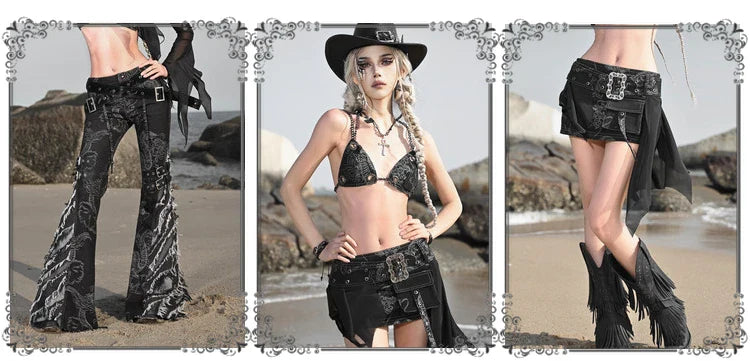 Women's Spaghetti Strap Dragon Rivet Metal Chain Decor Crop Top
