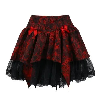 Gothic Embroided Hollow Out Flying Sleeve Blouse Mini Skirt Set for Women