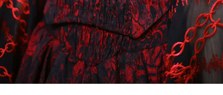 Gothic Embroided Hollow Out Flying Sleeve Blouse Mini Skirt Set for Women
