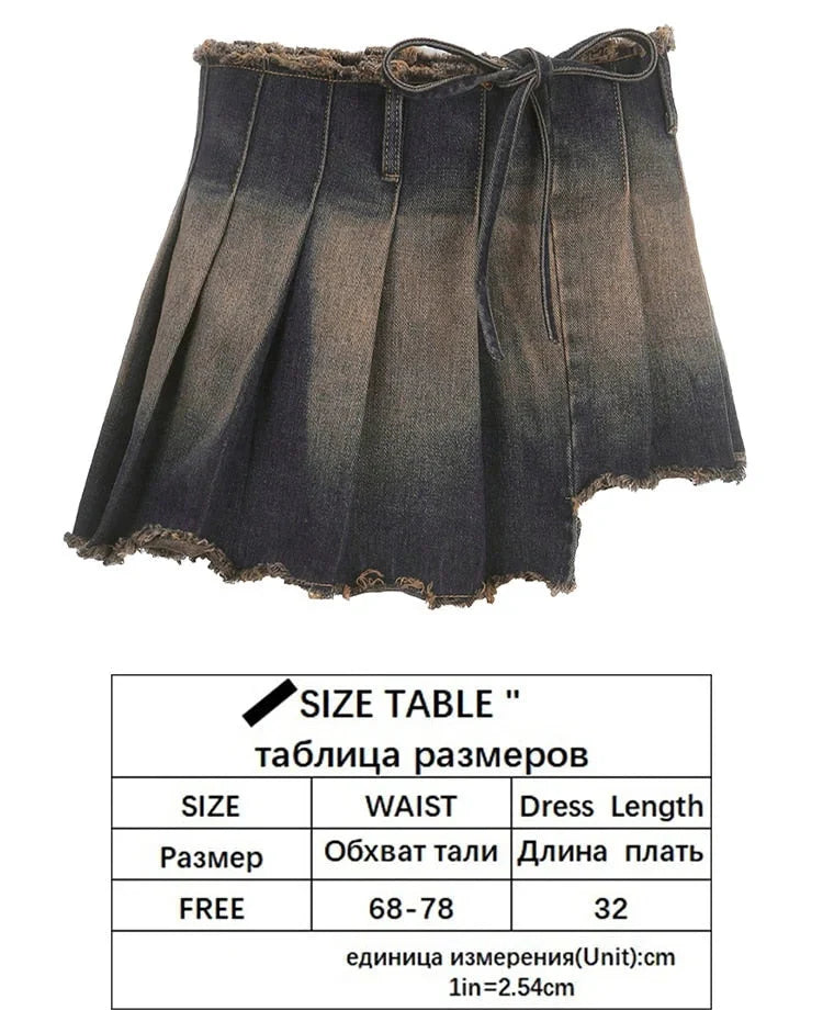 Women's Casual Drawstring Pleated A Line Low Waisted Mini Skirt Streetwear