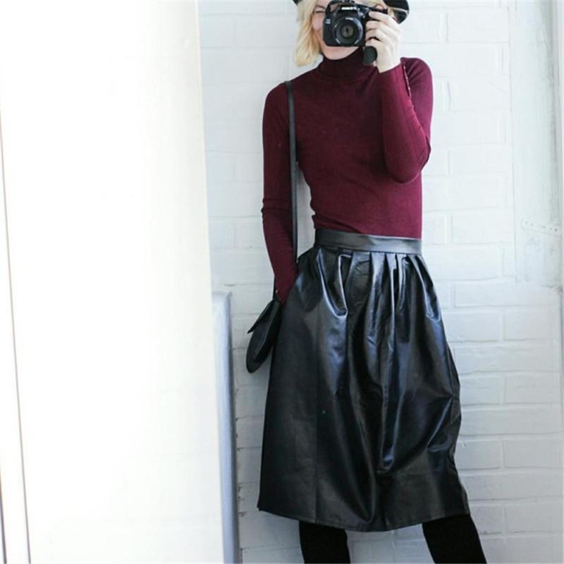 Casual Women's Spring Autumn Solid High Waist Long Pleated Maxi Skirt