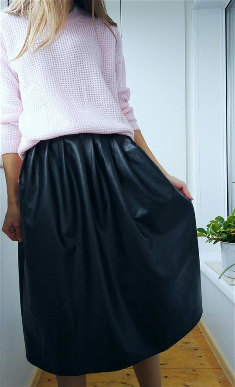 Casual Women's Spring Autumn Solid High Waist Long Pleated Maxi Skirt