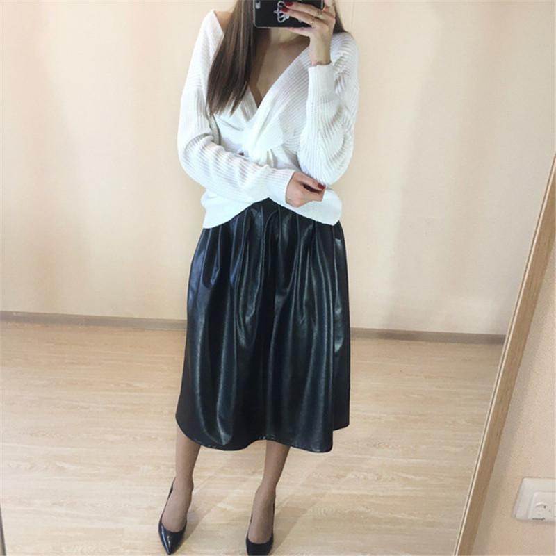 Casual Women's Spring Autumn Solid High Waist Long Pleated Maxi Skirt