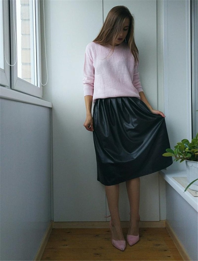 Casual Women's Spring Autumn Solid High Waist Long Pleated Maxi Skirt