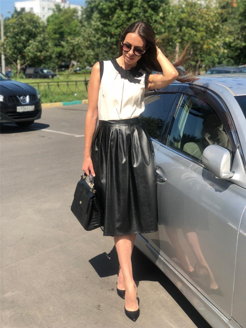 Casual Women's Spring Autumn Solid High Waist Long Pleated Maxi Skirt