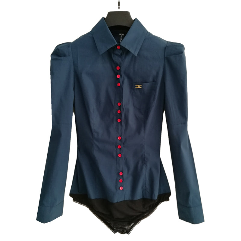 Women's Long Sleeve Button-up Collared Blouse Body Shirt