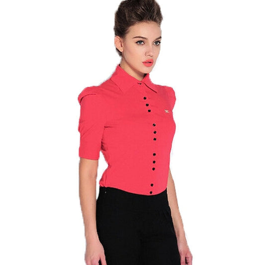 Women's Long Sleeve Button-up Collared Blouse Body Shirt