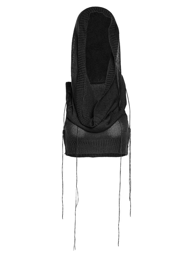 Women's Sexy Navel Hollow Out Stretch Skinny Hooded Sleeveless Tank Top