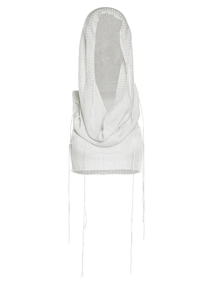 Women's Sexy Navel Hollow Out Stretch Skinny Hooded Sleeveless Tank Top