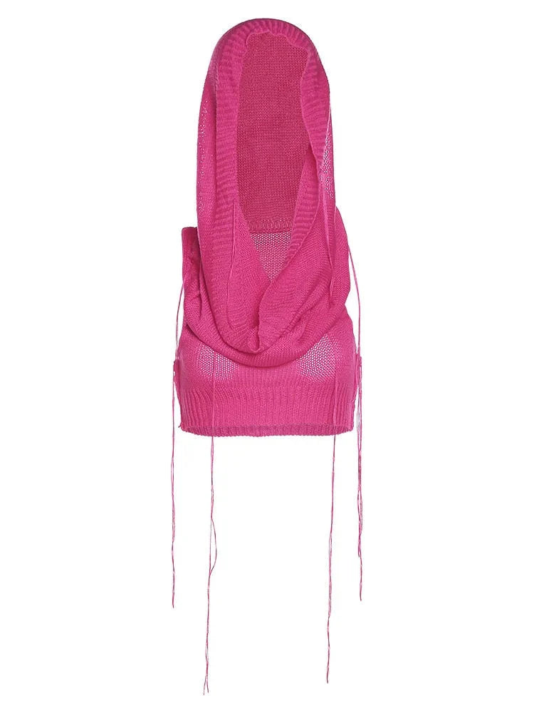 Women's Sexy Navel Hollow Out Stretch Skinny Hooded Sleeveless Tank Top