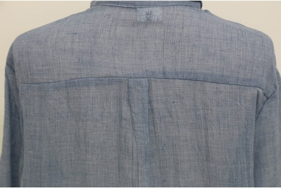 Long-Sleeved White Linen Korean Casual Female Blouse Tops for Autumn