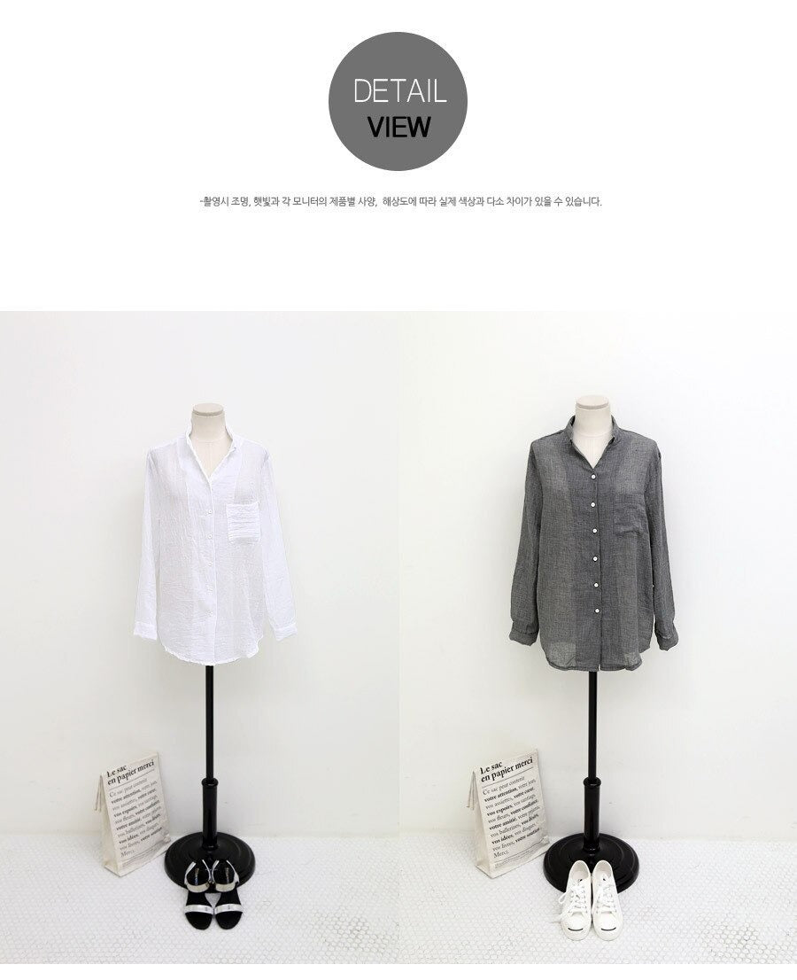Long-Sleeved White Linen Korean Casual Female Blouse Tops for Autumn