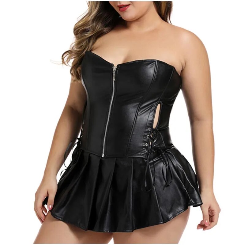 Women's Sexy Gothic Push-Up Lace Ruffle Decor Trim Bustier Corset