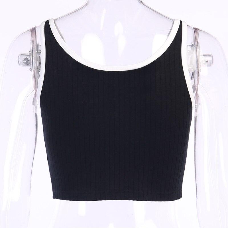 Sexy Women's Patchwork Cotton Sleeveless Skinny Button-Front Cami Tanktop