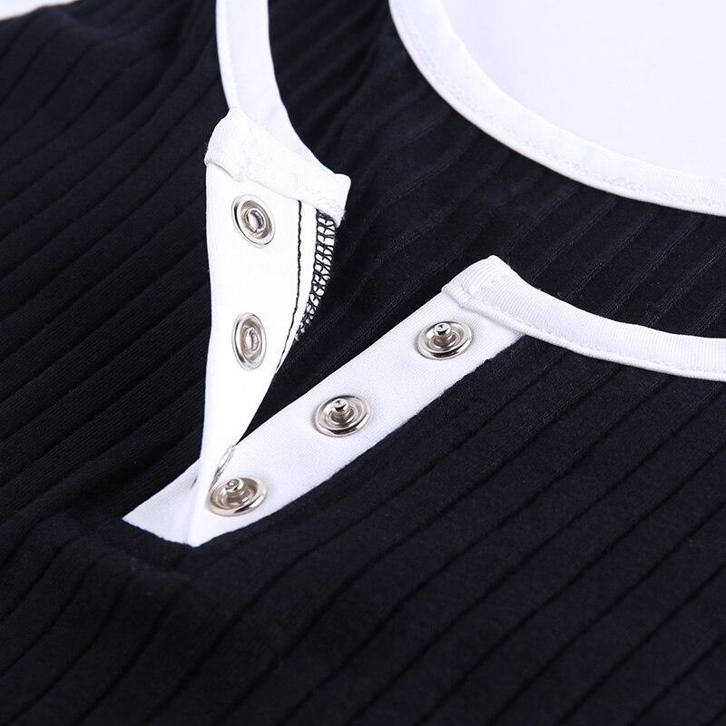 Sexy Women's Patchwork Cotton Sleeveless Skinny Button-Front Cami Tanktop