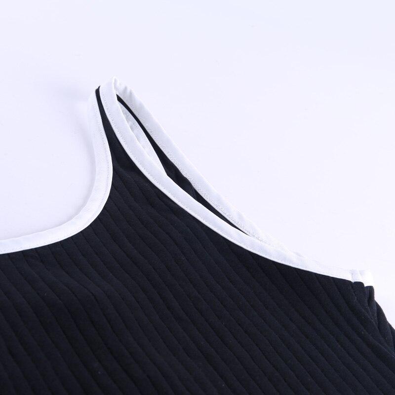 Sexy Women's Patchwork Cotton Sleeveless Skinny Button-Front Cami Tanktop