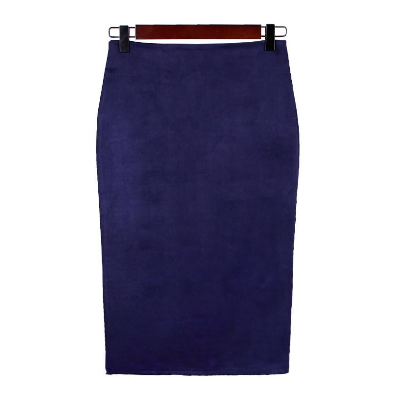 Sexy Women's Suede Elastic High Waist Multi-Color Bodycon Pencil Skirts