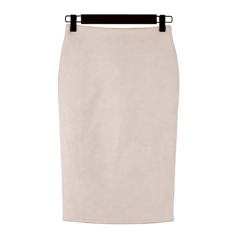 Sexy Women's Suede Elastic High Waist Multi-Color Bodycon Pencil Skirts